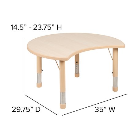 Flash Furniture Crescent 25.125 X 35.5 X 23.5, Plastic, Steel Top, Brown YU-YCY-093-CIR-TBL-NAT-GG